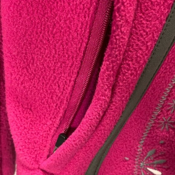 Eddie Bauer Jacket Womens Large Pink Fleece Full Zip Pockets Floral Embroidery - Picture 6 of 11